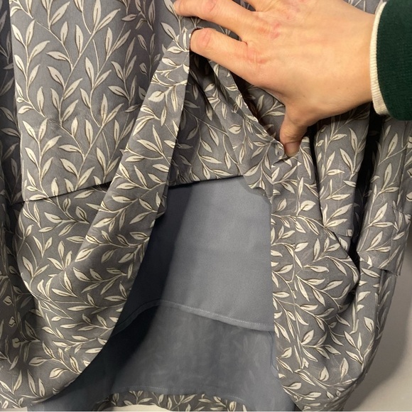 Madewell Grey Willow Leaf Print Sleeveless Sack Midi Dress Frilly Fairy Size 00 - Picture 7 of 16